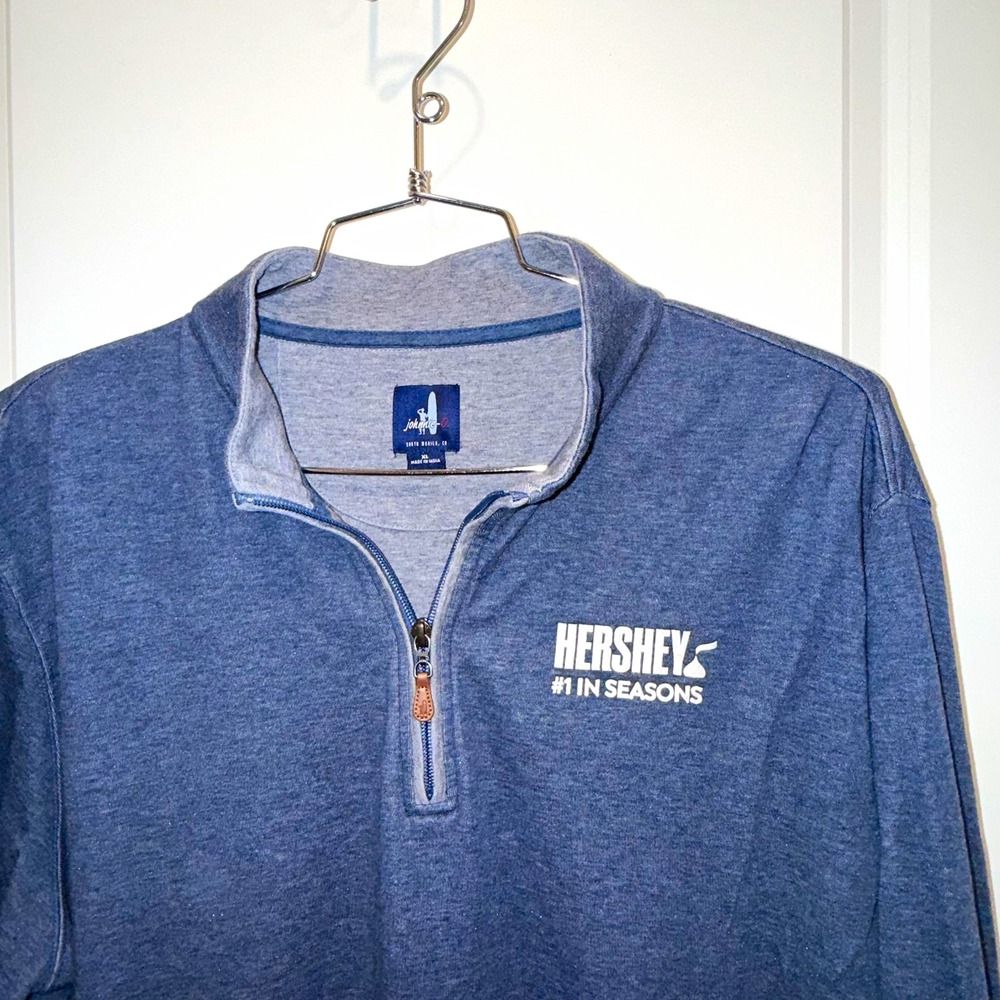 Johnnie-O Mens XL Blue Quarter Zip Hershey Logo Golf Performance Pullover Sully